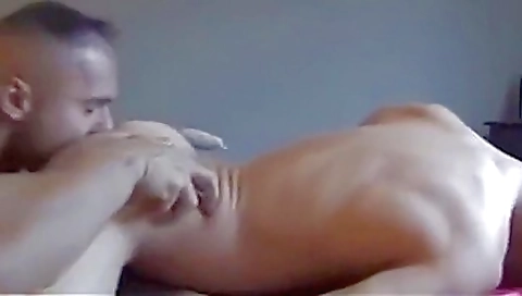 Brunette gets fucked in her mouth by a guy in a homemade movie