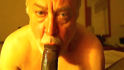 Oldy gets deepthroated with a 10-pound dildo in her mouth