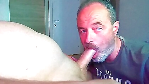 Big cock and deep throat blowjob from a mature milf