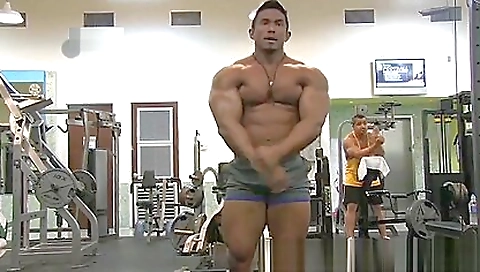 Slender asian bodybuilder is ready to have it all off