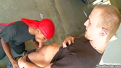 Interracial cumshot on a public with a cock in a tunic